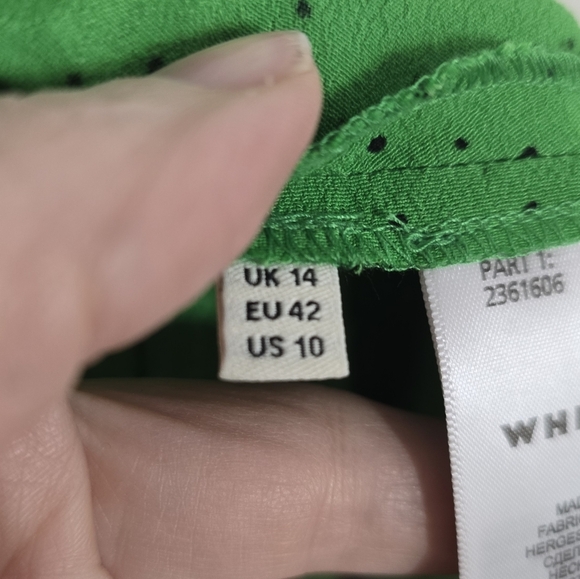 Whistles Green Micro Spot Button Midi Dress 10 - Picture 9 of 10